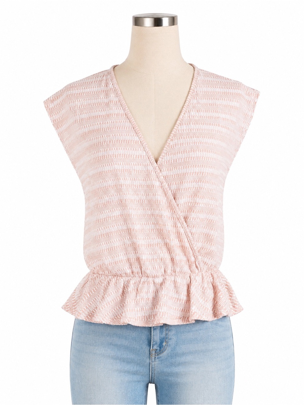 Caution To The Wind Médium Blush Pink Wrap Top-Surplice Peplum Top Size M